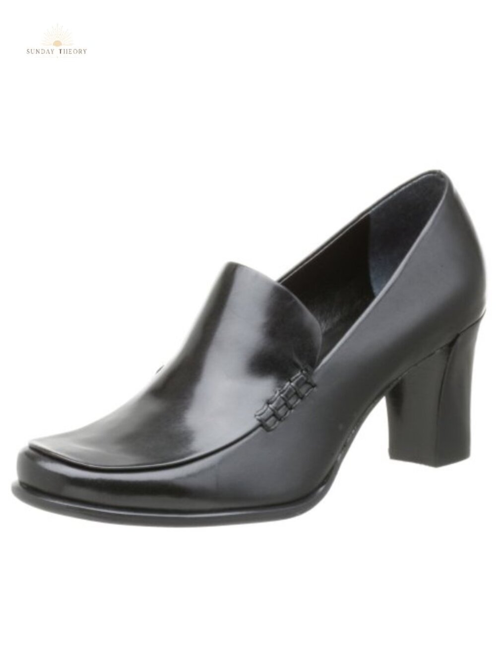 Nolan Leather Slip-On Pump 2.75 Inch Stacked Block Heel Closed Toe